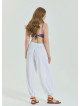 Elastic Waist Relaxed Cut White Plus Size Trousers 4628